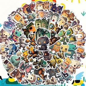55pc Cute Anime Robot Stickers | Laptop, Planner, Water Bottle